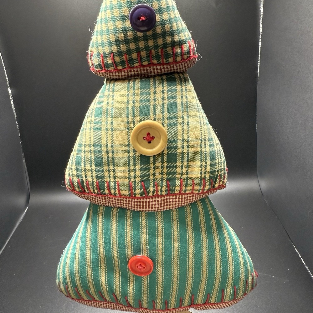 14" Christmas Tree Plush Figurine Primitive Farmhouse Plaid - Picture 2 of 5